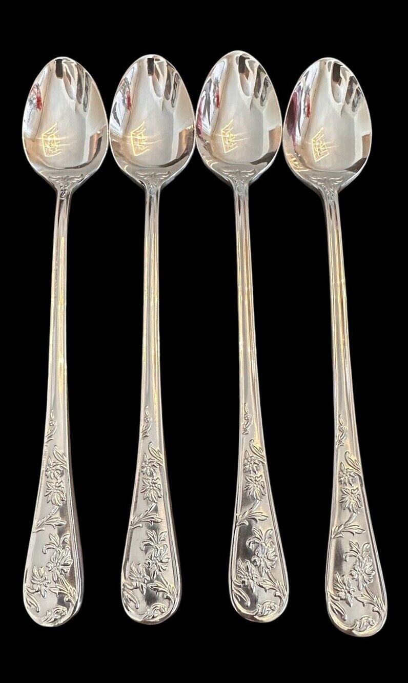 Reed & Barton QUEEN'S GARDEN Stainless 4-pc Iced Teaspoons Flatware (B)